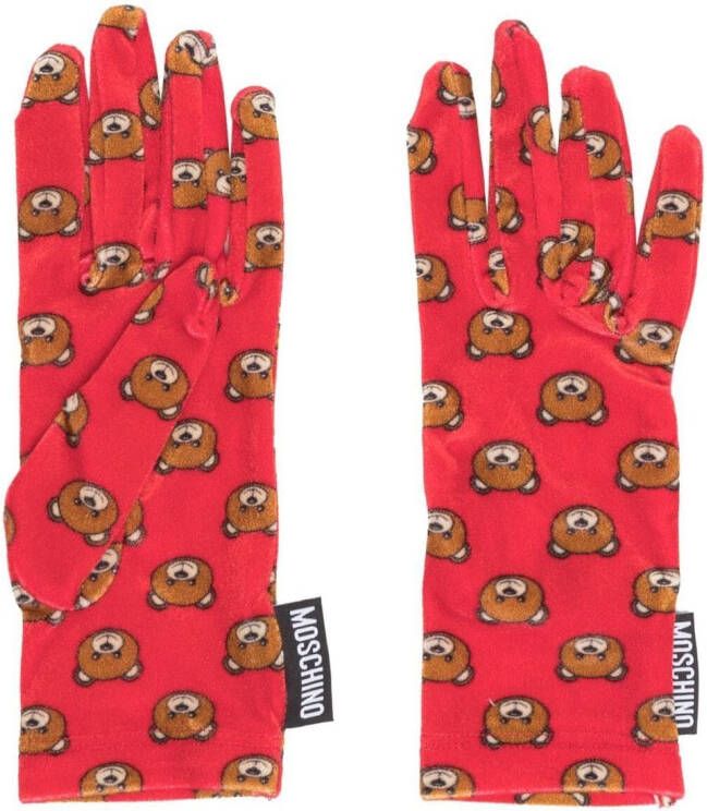 Moschino Handschoenen met teddybeerprint Rood