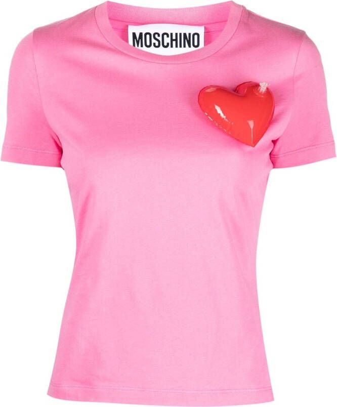 Moschino T-shirt met hartpatch Roze