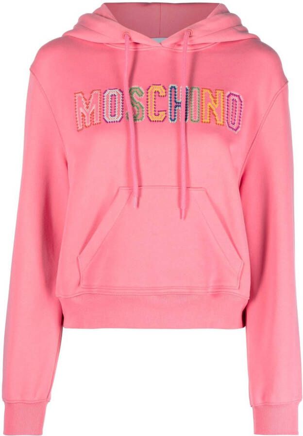 Moschino Hoodie met geborduurd logo Roze