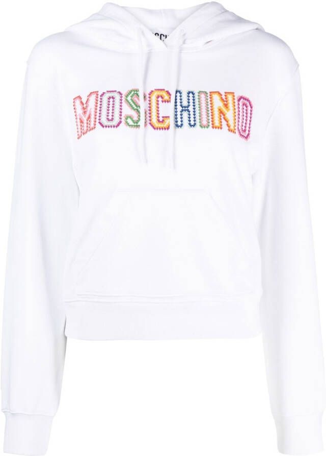 Moschino Hoodie met geborduurd logo Wit