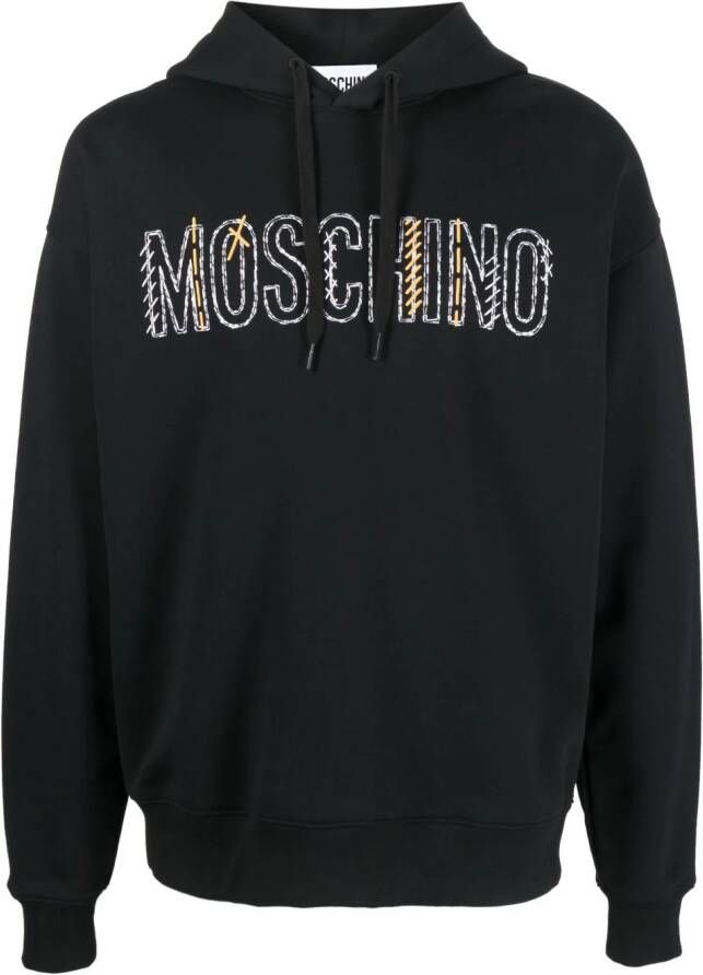 Moschino Hoodie met geborduurd logo Zwart