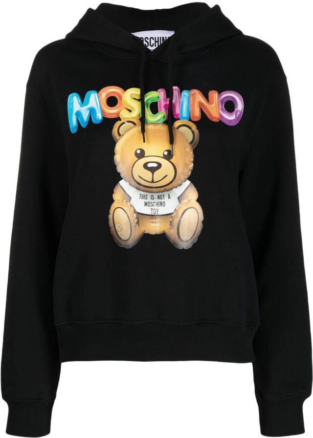 Moschino Hoodie met teddybeer patroon Zwart