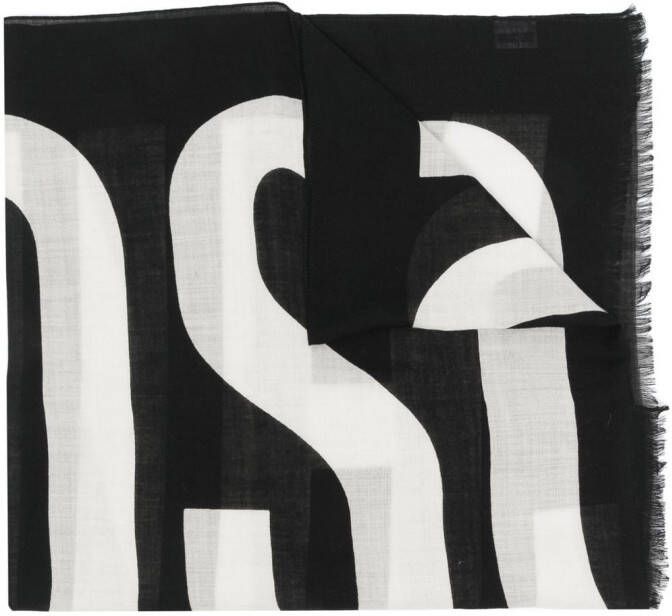 Moschino Multicolor Logo Wollen Sjaal Black Heren