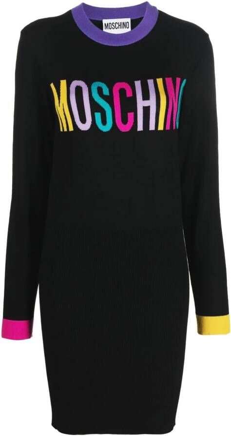 Moschino Intarsia sweaterjurk Zwart