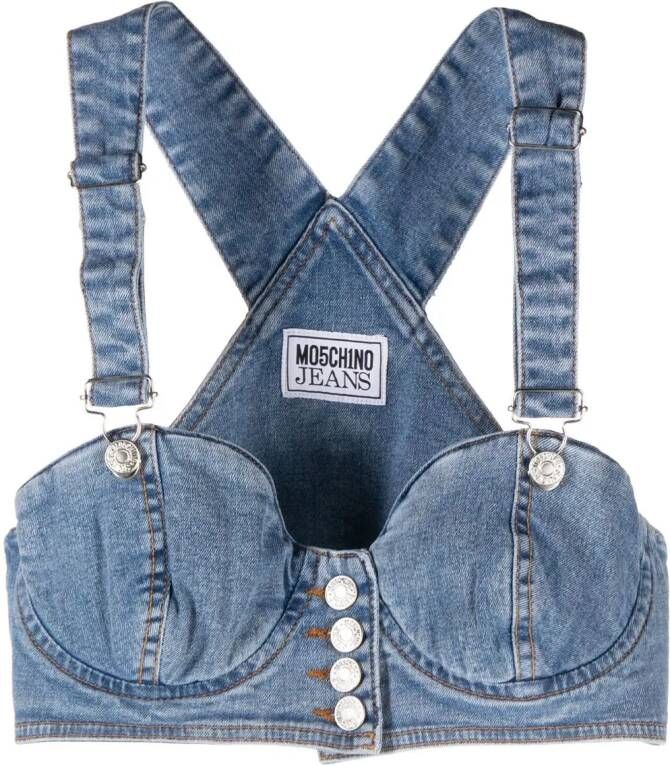 MOSCHINO JEANS Cropped bustier top Blauw