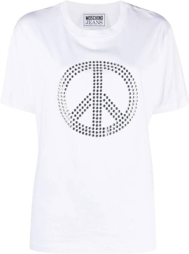 MOSCHINO JEANS T-shirt verfraaid met kristallen Wit