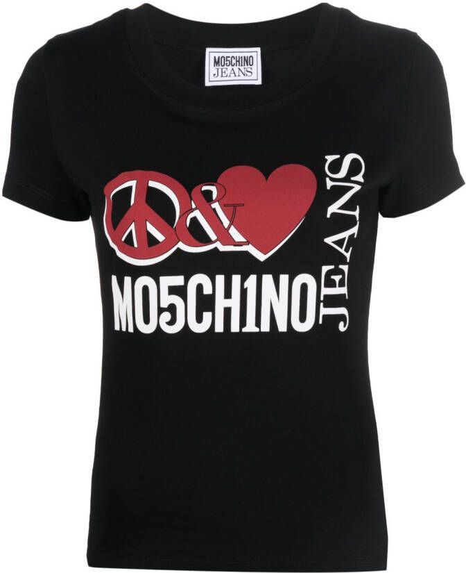 MOSCHINO JEANS T-shirt met logoprint Zwart