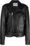 MOSCHINO JEANS Leren bikerjack Zwart - Thumbnail 1