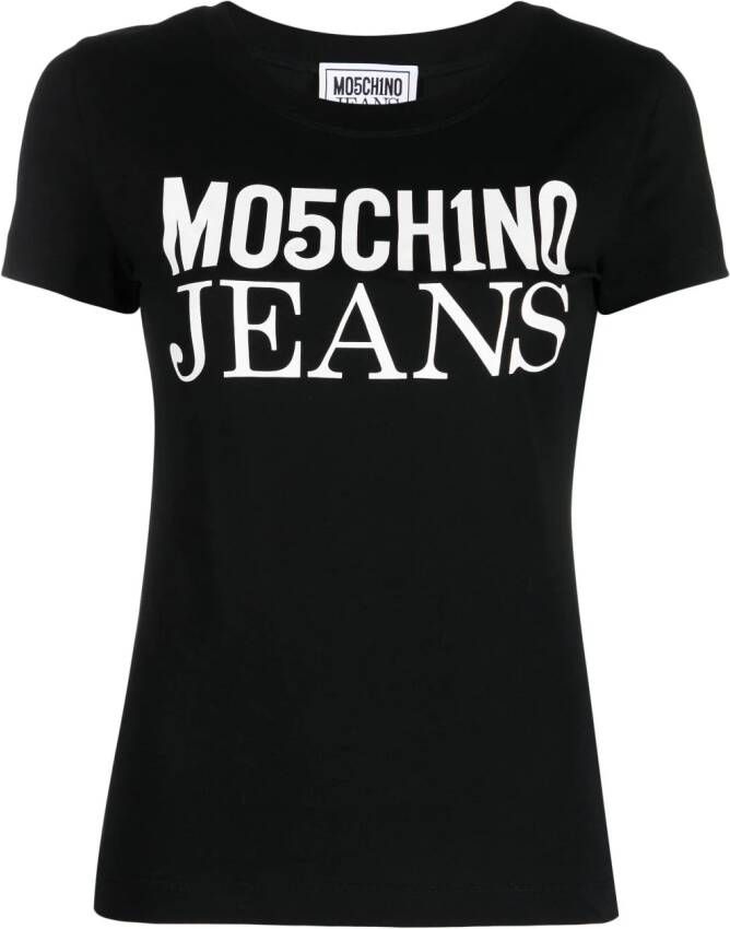 MOSCHINO JEANS T-shirt met logoprint Zwart