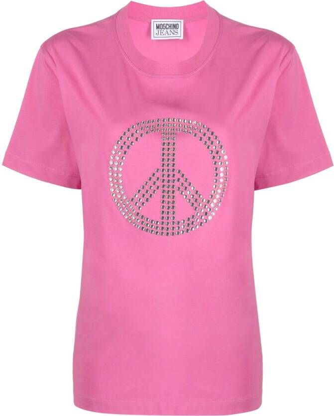 MOSCHINO JEANS T-shirt met studs Roze