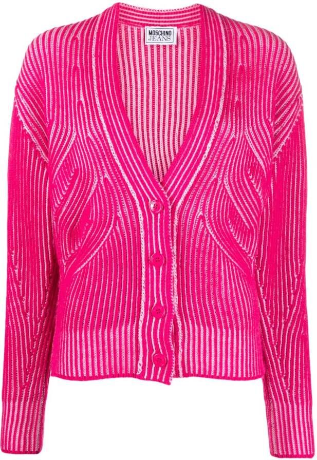 MOSCHINO JEANS two-tone knitted cardigan Roze