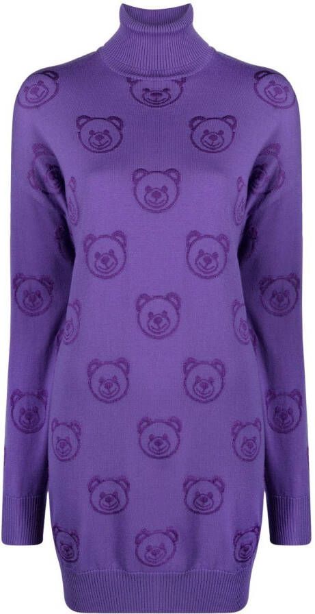 Moschino Jurk met intarsia teddybeer Blauw