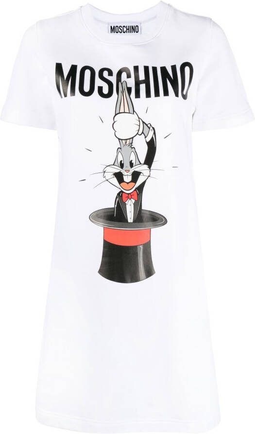 Moschino Jurk met konijnprint Wit