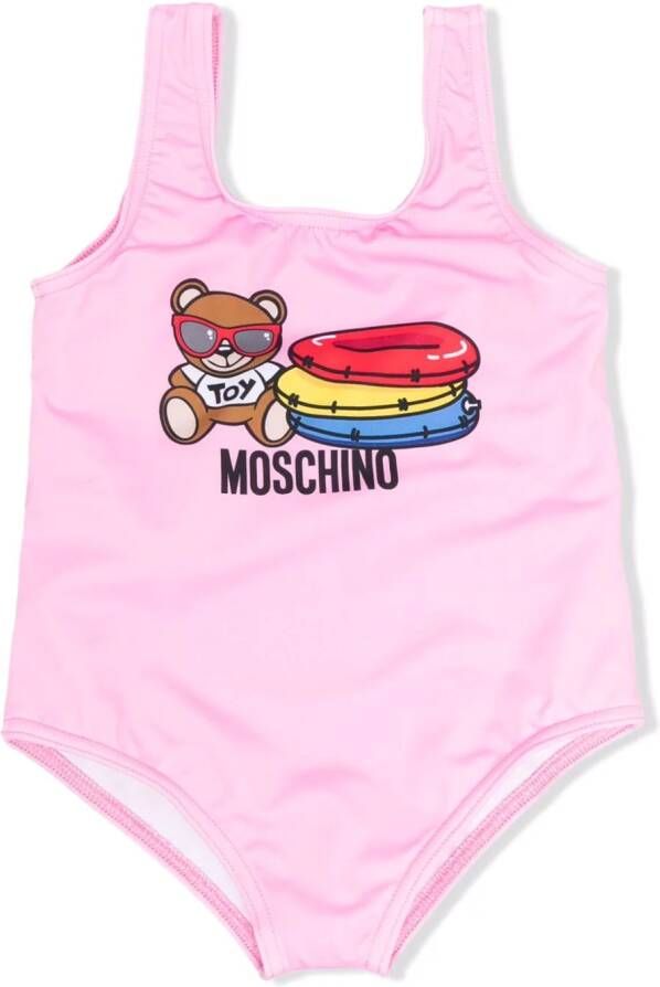 Moschino Kids Badpak met logoprint Roze