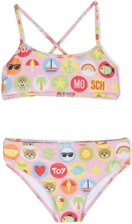 Moschino Kids Bikini met logoprint Roze