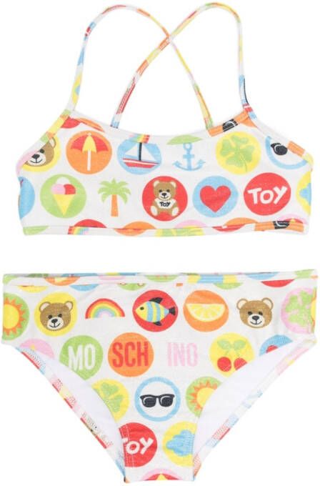 Moschino Kids Bikini met speelgoedprint Zilver