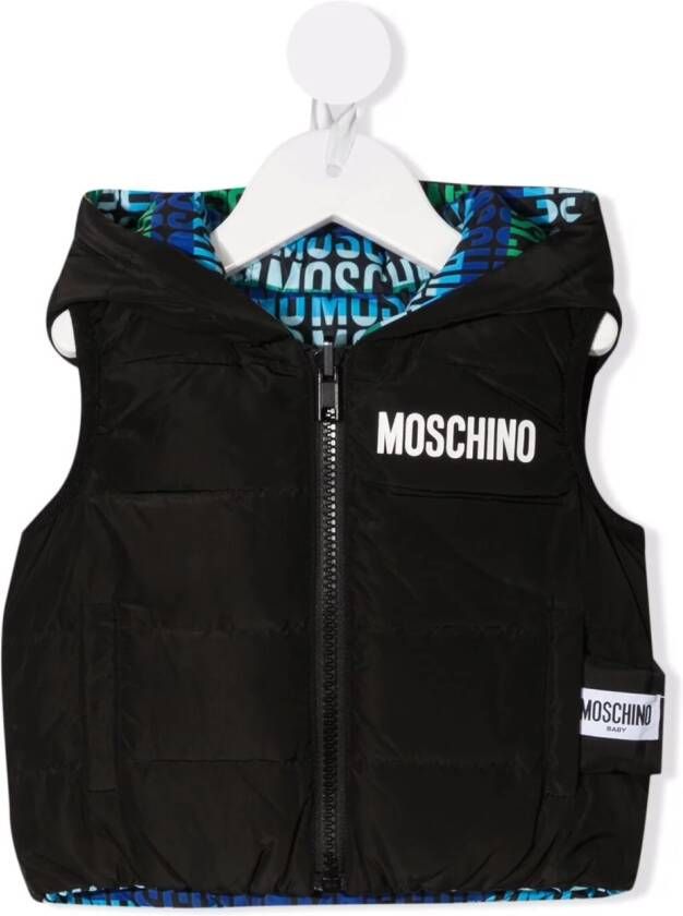 Moschino Kids Bodywarmer met capuchon Zwart