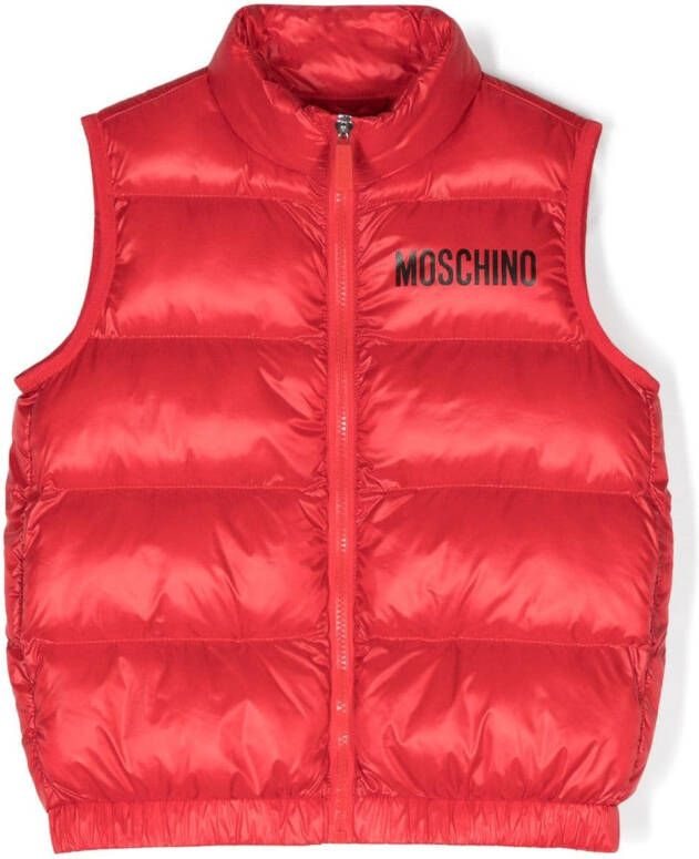 Moschino Kids Bodywarmer met logoprint Rood