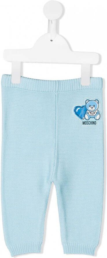 Moschino Kids Broek met logopatch Blauw