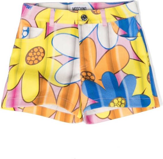 Moschino Kids Shorts met bloe print Wit