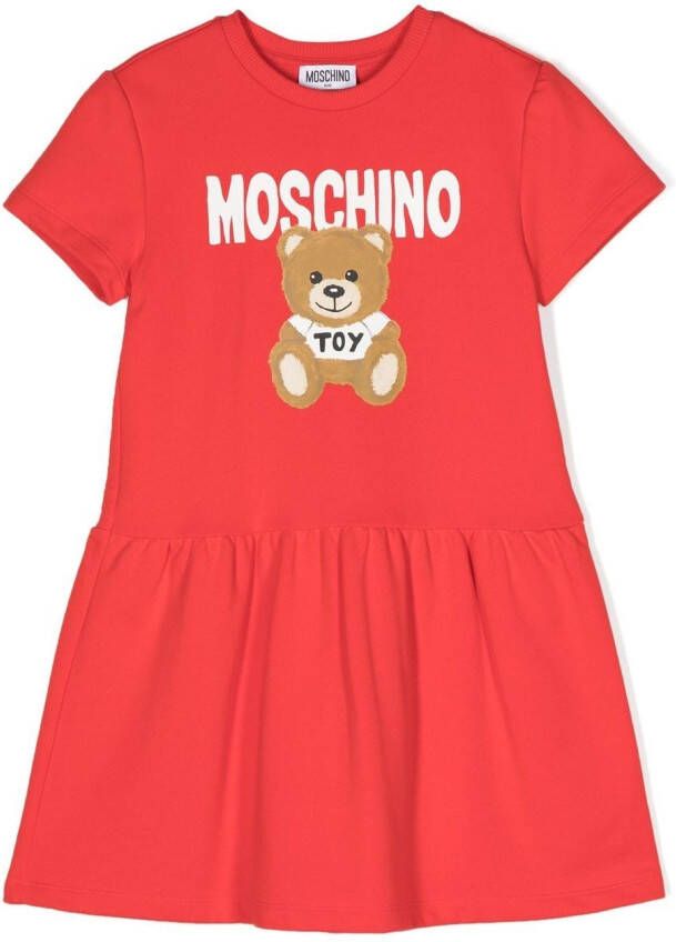 Moschino Kids Gesmockte jurk Rood