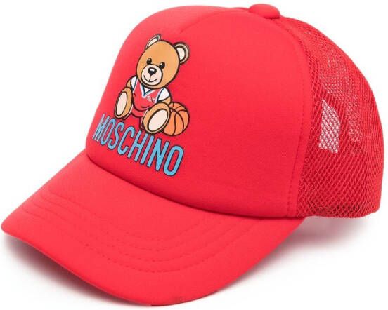Moschino Kids Honkbalpet met teddybeerprint Rood