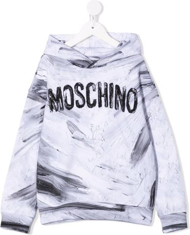 Moschino Kids Hoodie met logoprint Wit