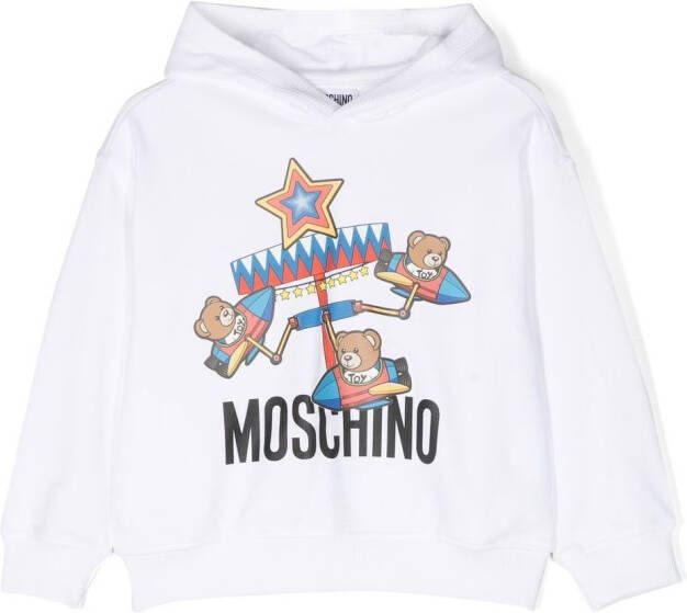 Moschino Kids Hoodie met print Wit