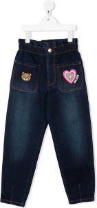 Moschino Kids Jeans met borduurwerk Blauw