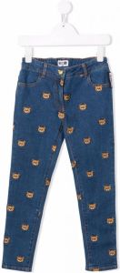 Moschino Kids Jeans met geborduurd logo Blauw