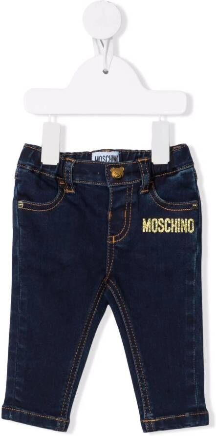Moschino Kids Jeans met teddybeerpatroon Blauw
