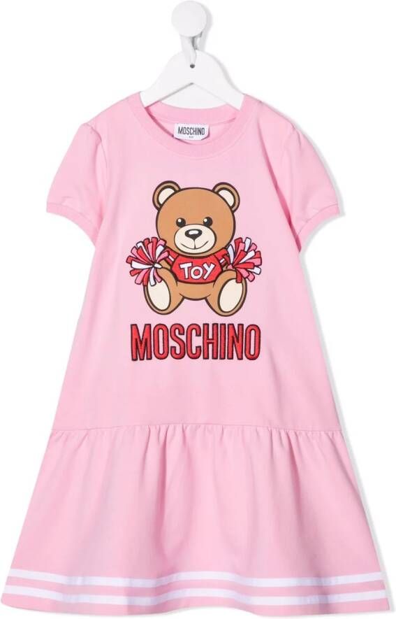 Moschino Kids Jurk met teddybeerprint Roze