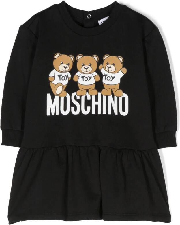 Moschino Kids Jurk met teddybeerprint Zwart