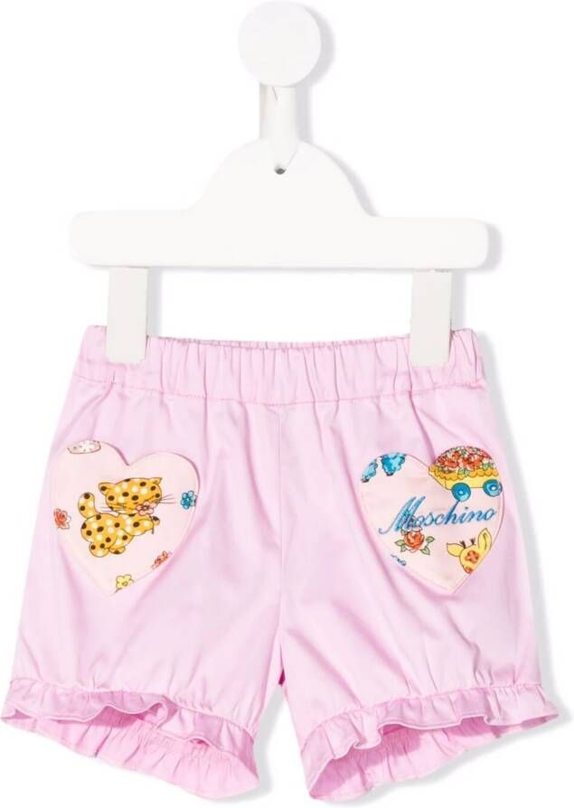 Moschino Kids Katoenen shorts Roze