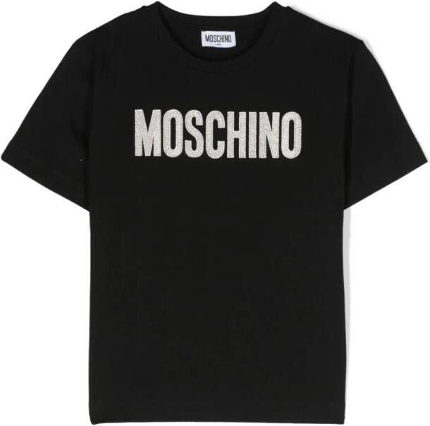 Moschino Kids T-shirt met geborduurd logo Zwart