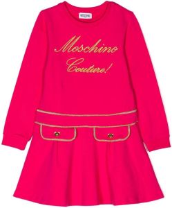 Moschino Kids Sweaterjurk met geborduurd logo Roze
