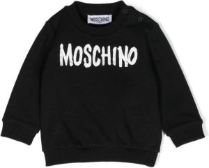 Moschino Kids logo-print cotton sweatshirt Zwart