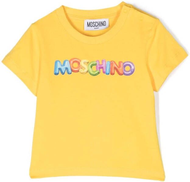 Moschino Kids T-shirt met logoprint Geel