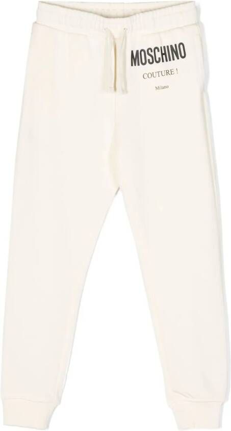 Moschino Kids Trainingsbroek met logoprint Wit
