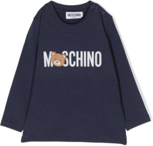 Moschino Kids T-shirt met logoprint Blauw