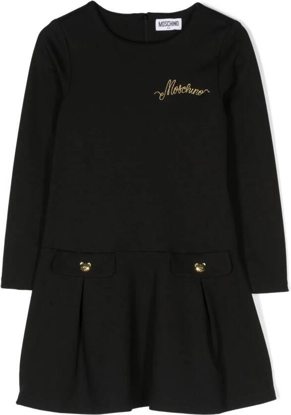 Moschino Kids Mini-jurk met geborduurd logo Zwart