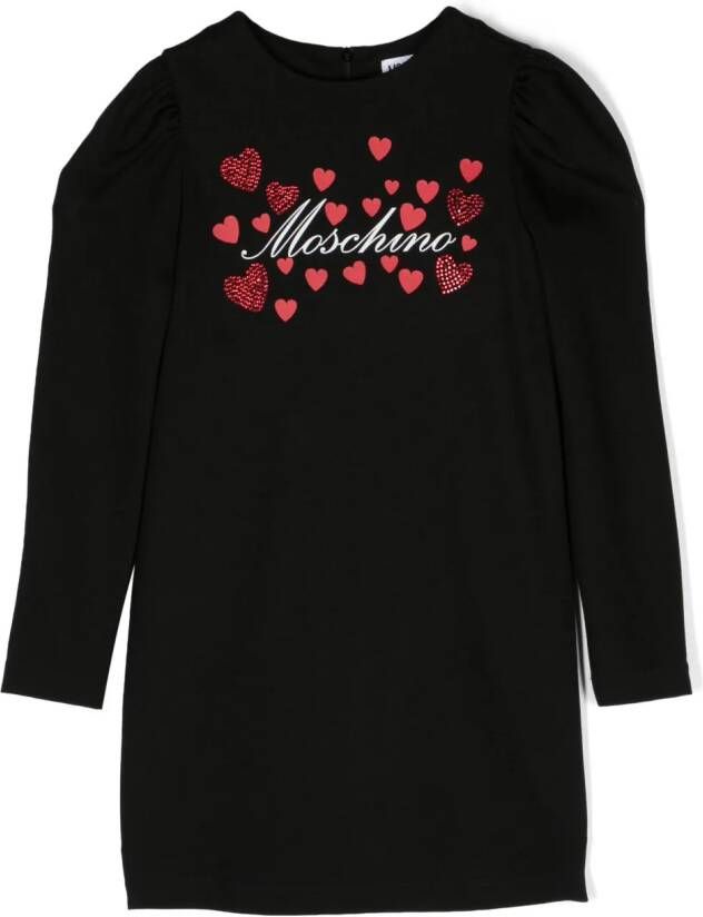 Moschino Kids Mini-jurk met logoprint Zwart