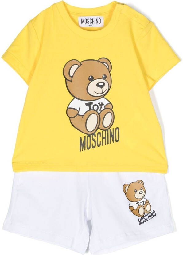 Moschino Kids Shorts met teddybeerprint Geel