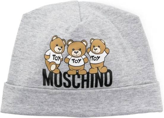Moschino Kids Muts met logoprint Grijs