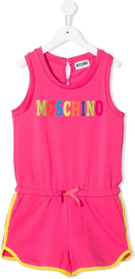 Moschino Kids Playsuit met logoprint Roze