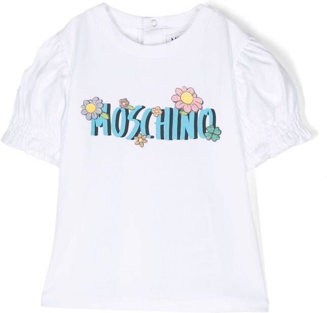 Moschino Kids T-shirt met pofmouwen Wit