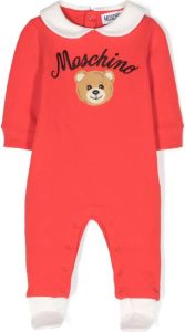 Moschino Kids Pyjama met geborduurde teddybeer Rood
