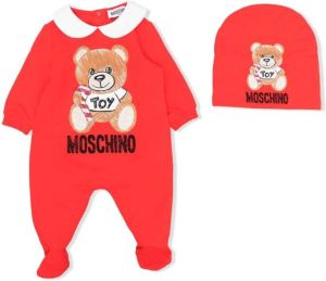 Moschino Kids Pyjama met teddybeerprint Rood