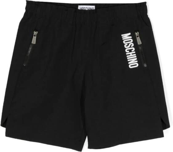 Moschino Kids Ripstop shorts met logoprint Zwart