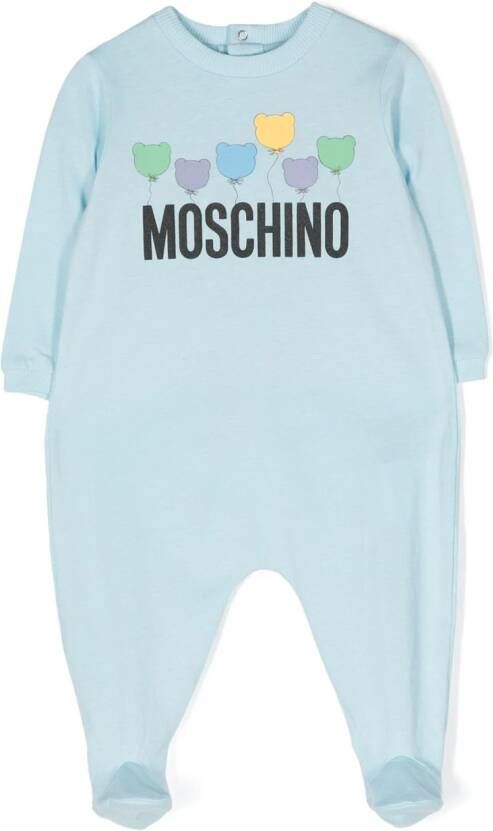 Moschino Kids Romper met logoprint Blauw